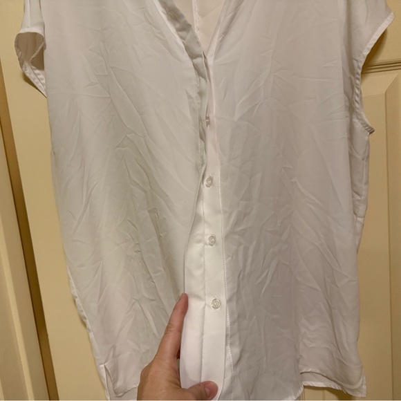 Eloquii Sheer White V-Neck Blouse - Size 18 - Picture 3 of 3
